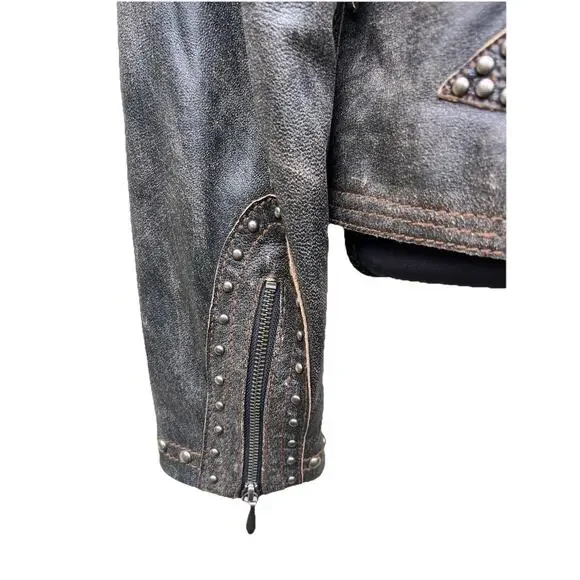 CRIPPLE CREEK Studded Leather Jacket Sz L Western Cowgirl Biker - Picture 6 of 11
